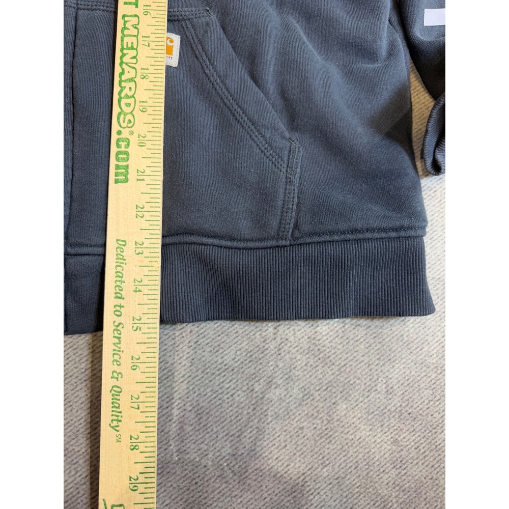 Carhartt Rain Defender Full Zip Hoodie Navy Blue Sleeve Logo Sweatshirt L 12/14 - Picture 4 of 6